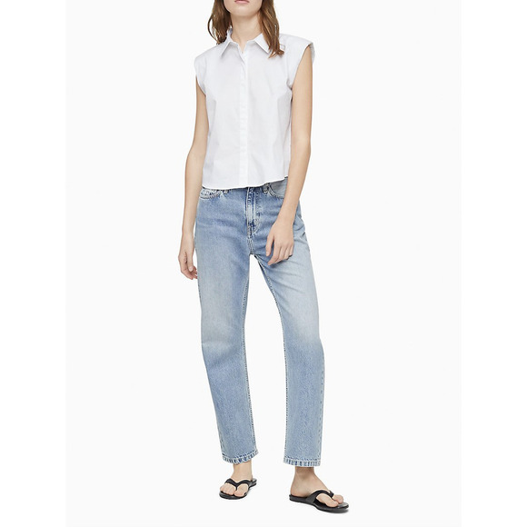 NWT CalvinKlein Button-Down Cropped Shirt Size XS - Picture 1 of 10